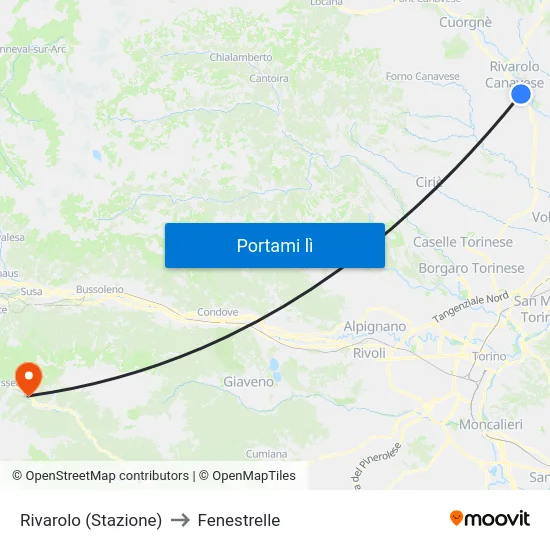 Rivarolo (Stazione) to Fenestrelle map