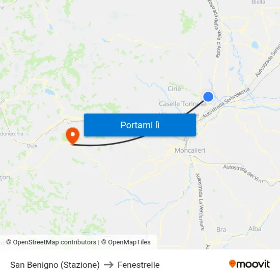 San Benigno (Stazione) to Fenestrelle map