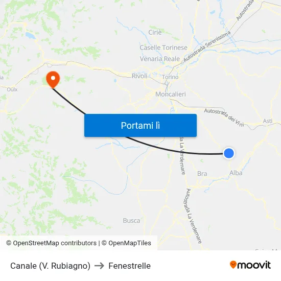 Canale (V. Rubiagno) to Fenestrelle map
