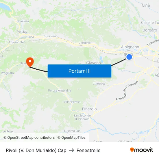Rivoli (V. Don Murialdo) Cap to Fenestrelle map