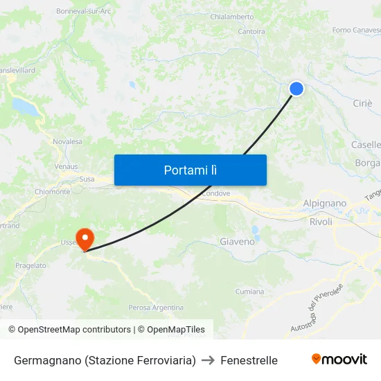Germagnano (Stazione Ferroviaria) to Fenestrelle map