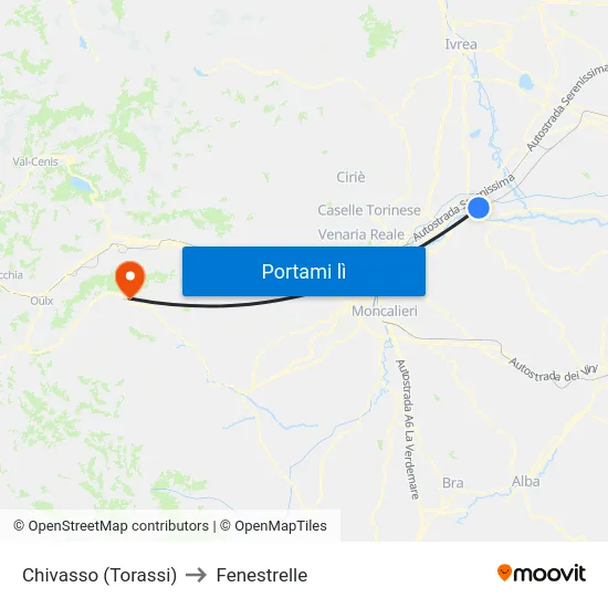 Chivasso (Torassi) to Fenestrelle map