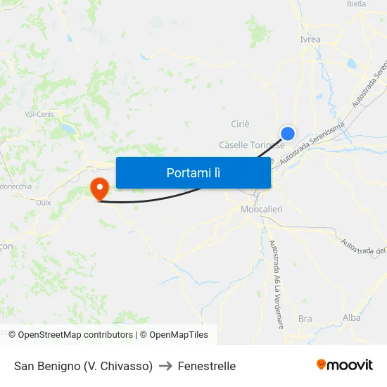 San Benigno (V. Chivasso) to Fenestrelle map