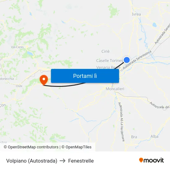 Volpiano (Autostrada) to Fenestrelle map