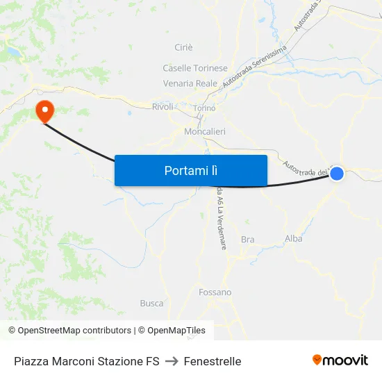 Piazza Marconi Stazione FS to Fenestrelle map