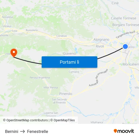 Bernini to Fenestrelle map