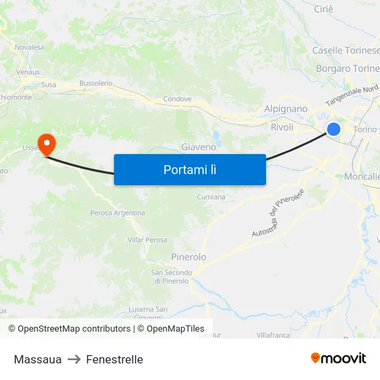 Massaua to Fenestrelle map