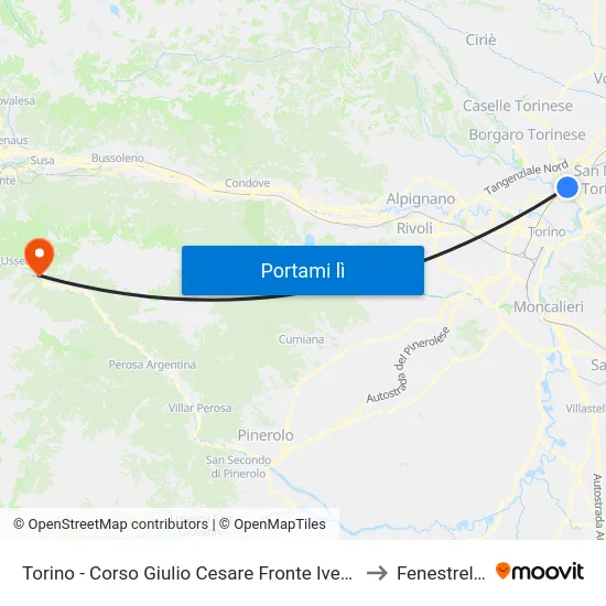 Torino - Corso Giulio Cesare Fronte Iveco to Fenestrelle map