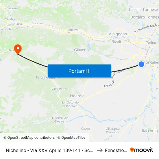 Nichelino - Via XXV Aprile 139-141 - Scuole to Fenestrelle map