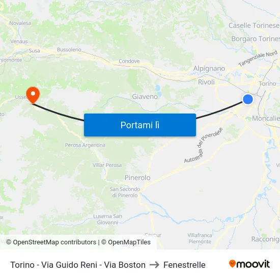 Torino - Via Guido Reni - Via Boston to Fenestrelle map