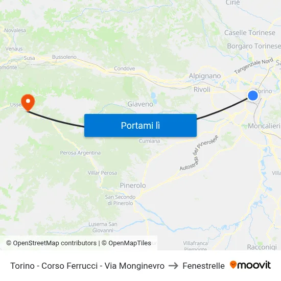 Torino - Corso Ferrucci - Via Monginevro to Fenestrelle map