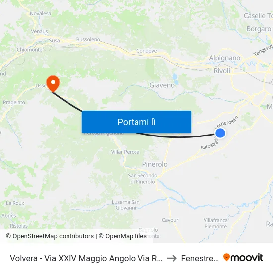 Volvera - Via XXIV Maggio Angolo Via Roma to Fenestrelle map