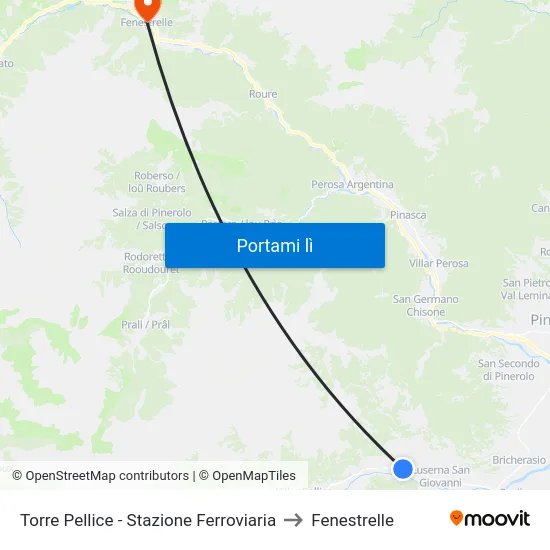 Torre Pellice - Stazione Ferroviaria to Fenestrelle map