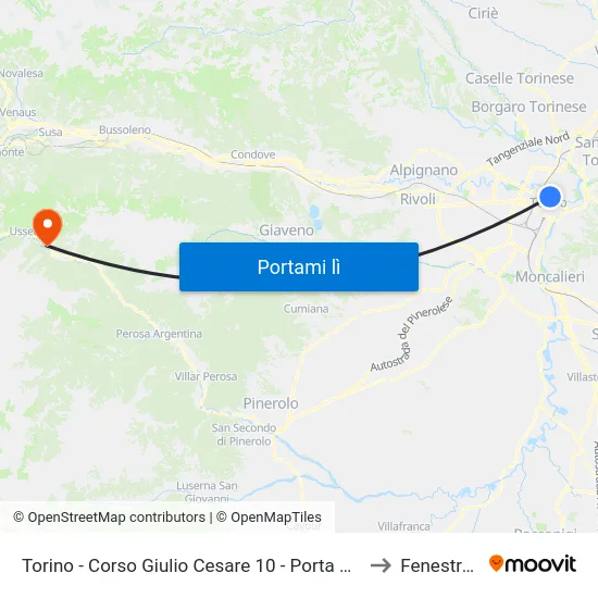 Torino - Corso Giulio Cesare 10 - Porta Palazzo to Fenestrelle map