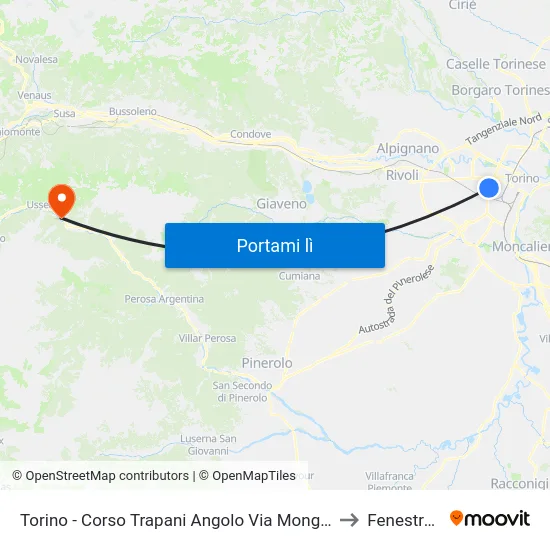 Torino - Corso Trapani Angolo Via Monginevro to Fenestrelle map