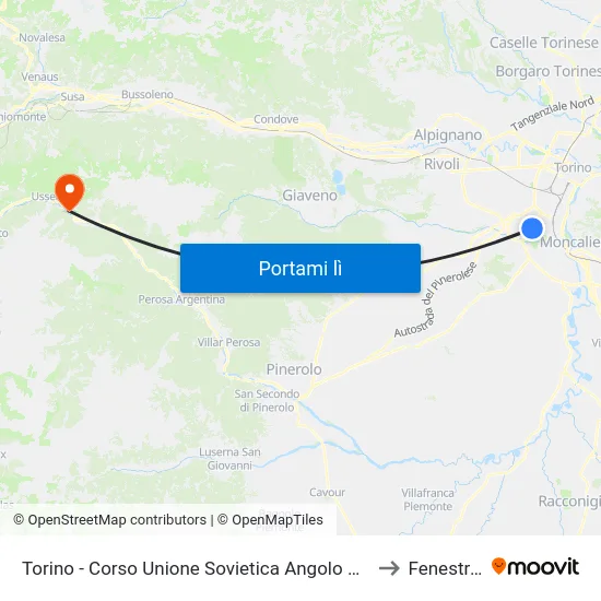 Torino - Corso Unione Sovietica Angolo Via Barbera to Fenestrelle map