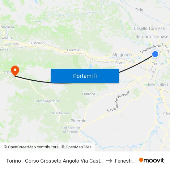 Torino - Corso Grosseto Angolo Via Casteldelfino to Fenestrelle map