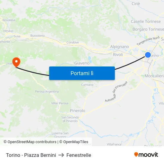 Torino - Piazza Bernini to Fenestrelle map