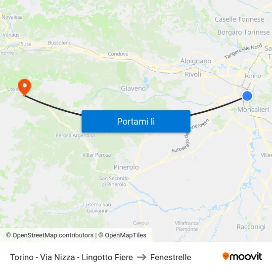 Torino - Via Nizza - Lingotto Fiere to Fenestrelle map