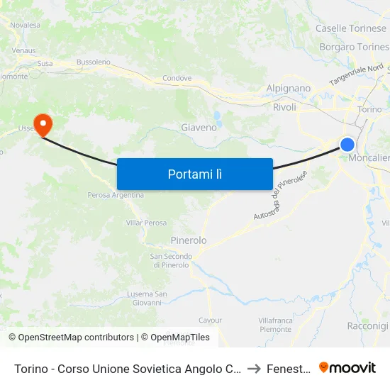 Torino - Corso Unione Sovietica Angolo Corso Traiano to Fenestrelle map