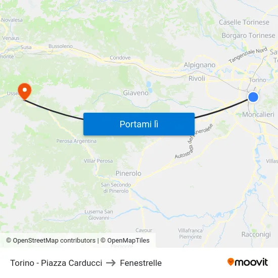 Torino - Piazza Carducci to Fenestrelle map
