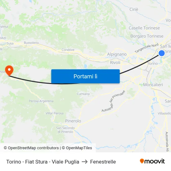 Torino - Fiat Stura - Viale Puglia to Fenestrelle map