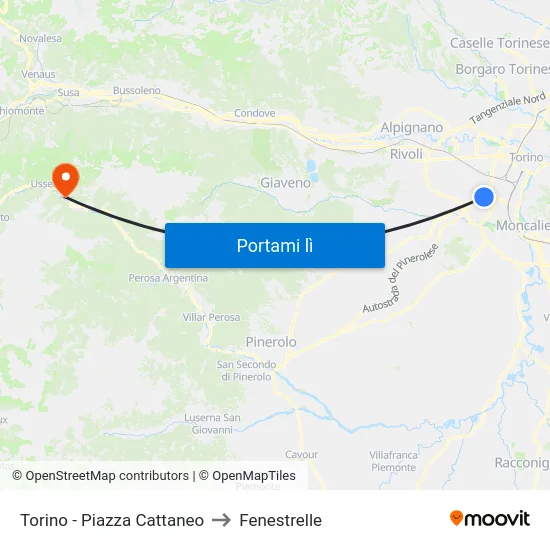 Torino - Piazza Cattaneo to Fenestrelle map