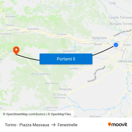 Torino - Piazza Massaua to Fenestrelle map