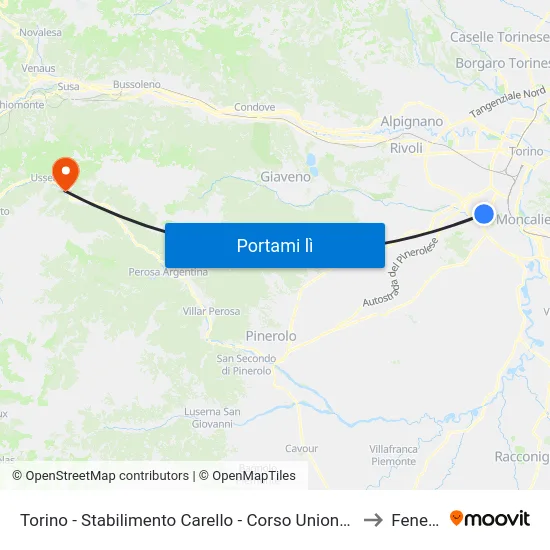Torino - Stabilimento Carello - Corso Unione Sovietica - Strada Del Drosso to Fenestrelle map