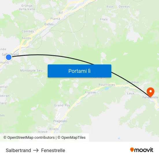 Salbertrand to Fenestrelle map