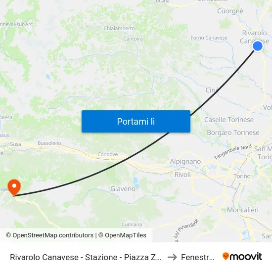 Rivarolo Canavese - Stazione - Piazza Zanotti to Fenestrelle map