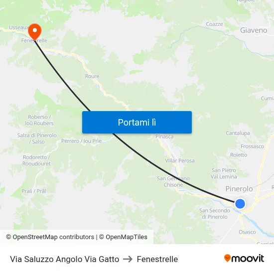 Via Saluzzo Angolo Via Gatto to Fenestrelle map