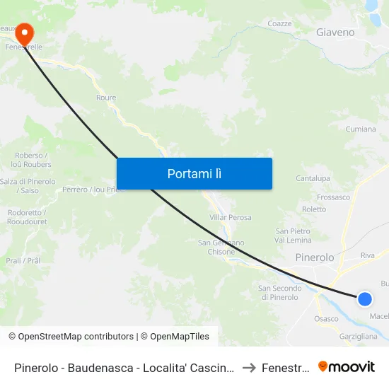 Pinerolo - Baudenasca - Localita' Cascina Nuova to Fenestrelle map