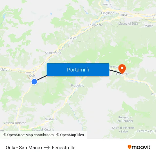 Oulx - San Marco to Fenestrelle map