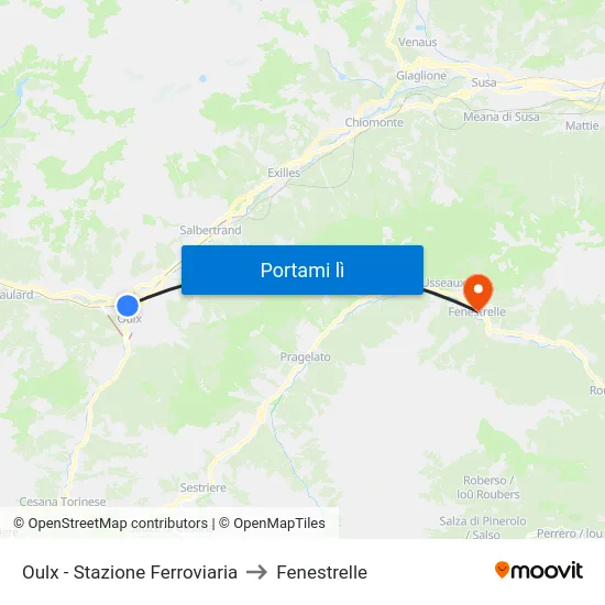 Oulx - Stazione Ferroviaria to Fenestrelle map