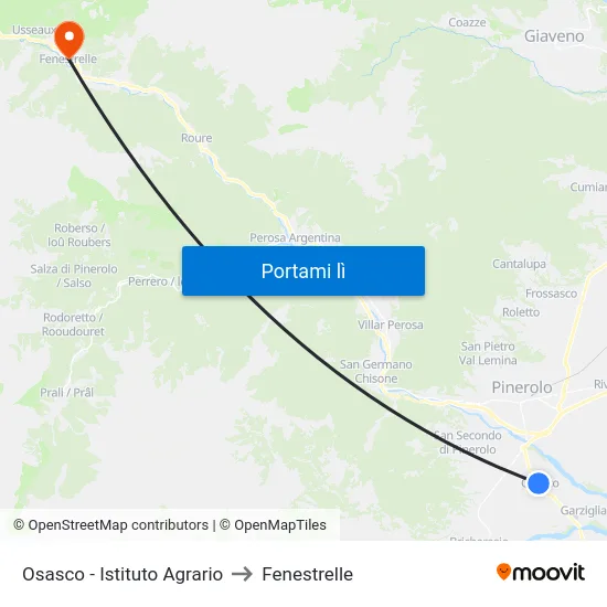 Osasco - Istituto Agrario to Fenestrelle map