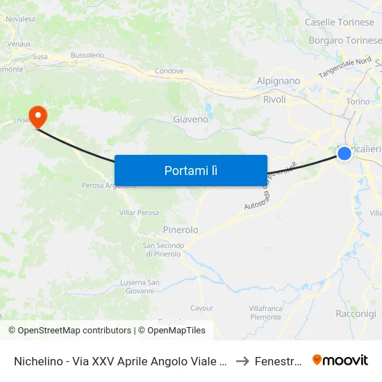 Nichelino - Via XXV Aprile Angolo Viale Torino to Fenestrelle map