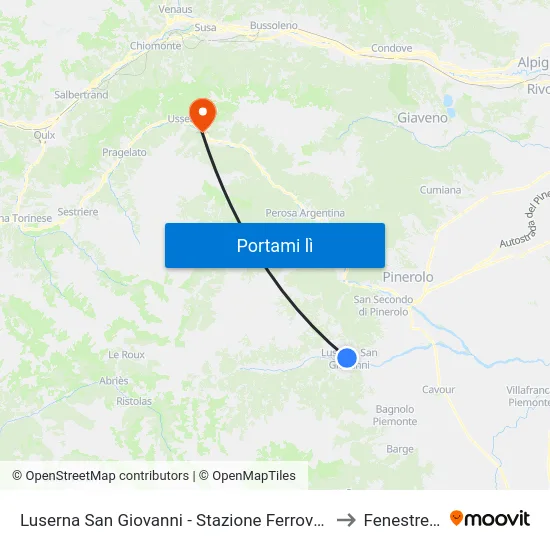 Luserna San Giovanni - Stazione Ferroviaria to Fenestrelle map