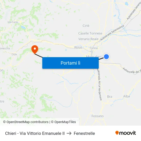 Chieri - Via Vittorio Emanuele II to Fenestrelle map