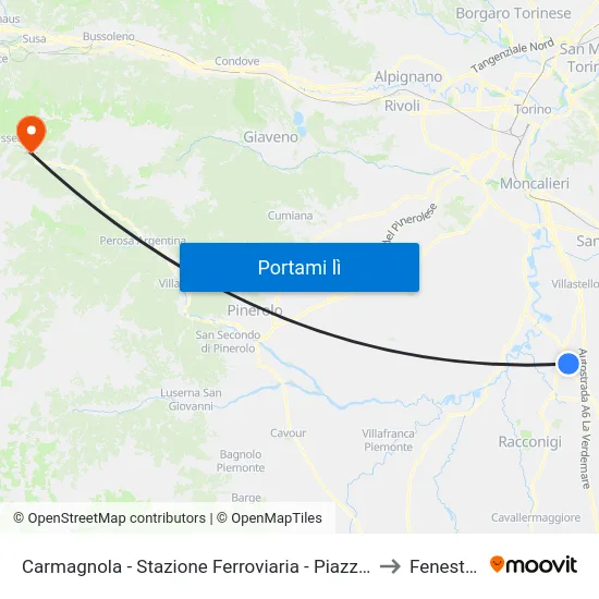 Carmagnola - Stazione Ferroviaria - Piazza XXX Aprile to Fenestrelle map
