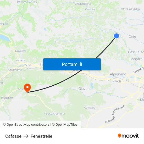 Cafasse to Fenestrelle map