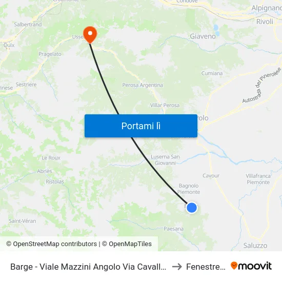 Barge - Viale Mazzini Angolo Via Cavallotta to Fenestrelle map