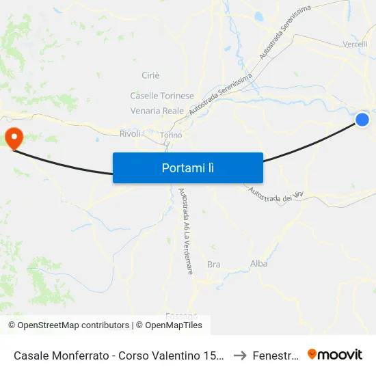 Casale Monferrato - Corso Valentino 155 - Coop to Fenestrelle map