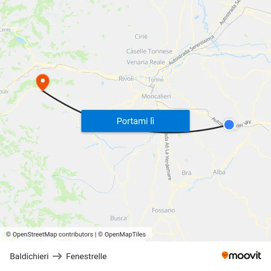 Baldichieri to Fenestrelle map
