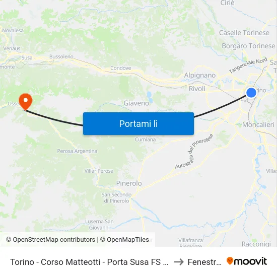 Torino - Corso Matteotti - Porta Susa FS Capolinea to Fenestrelle map