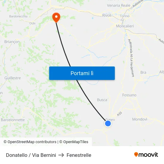 Donatello / Via Bernini to Fenestrelle map