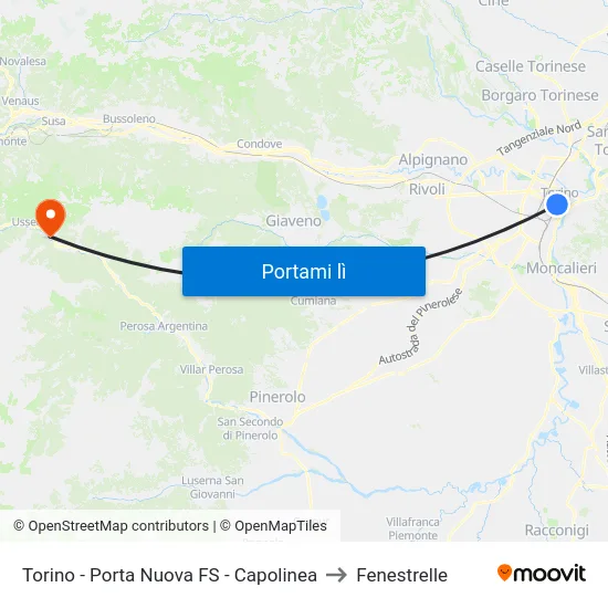 Torino - Porta Nuova FS - Capolinea to Fenestrelle map