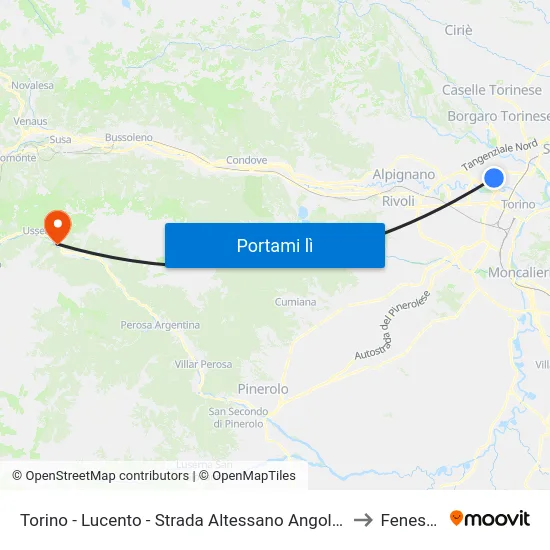 Torino - Lucento - Strada Altessano Angolo Corso Toscana to Fenestrelle map