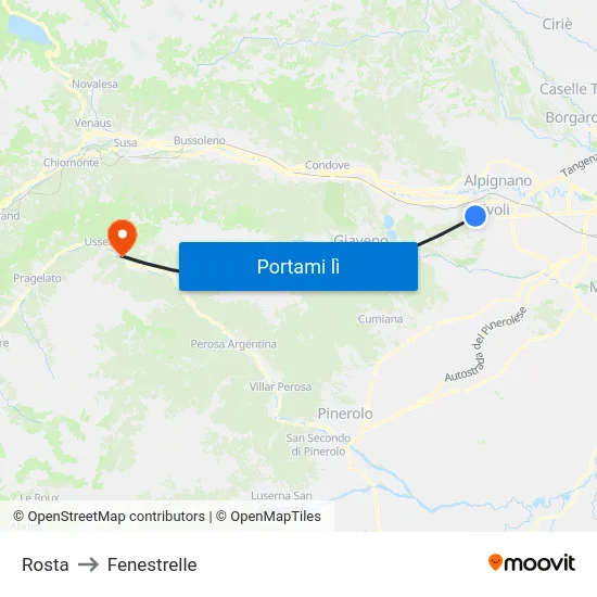 Rosta to Fenestrelle map
