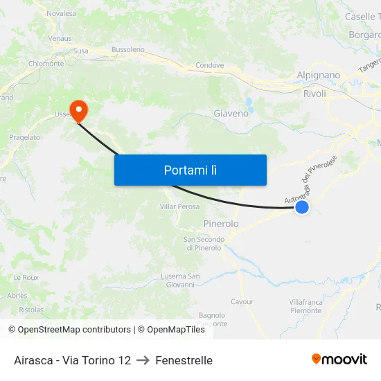 Airasca - Via Torino  12 to Fenestrelle map